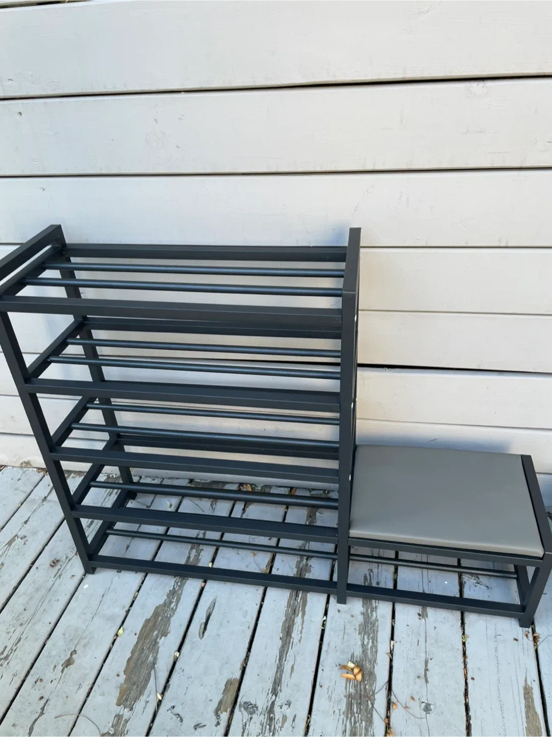Black Metal Shoe Rack with Bench thumbnail