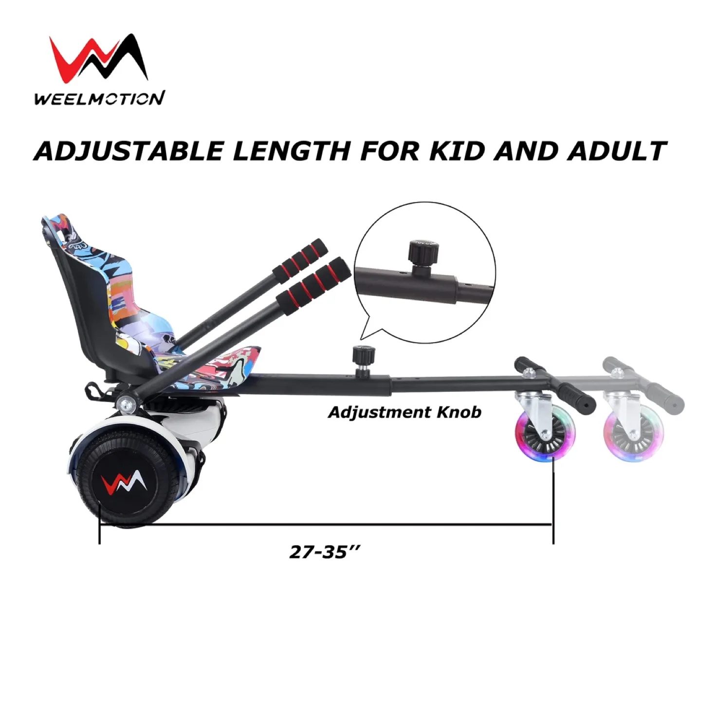 WEELMOTION Go Kart Seat Attachment w Shining Wheel - Adjustable image indicator(4)