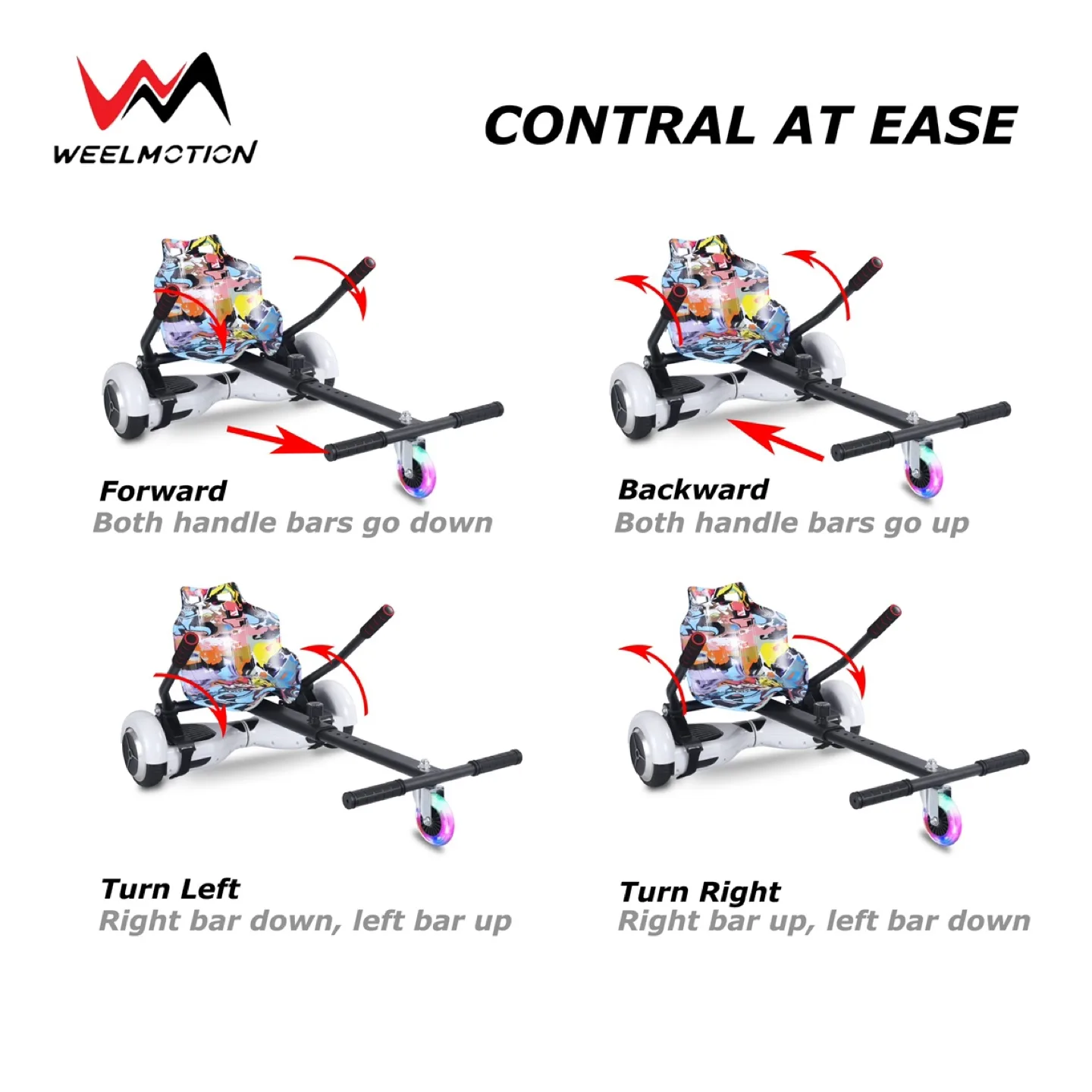 WEELMOTION Go Kart Seat Attachment w Shining Wheel - Adjustable image indicator(5)