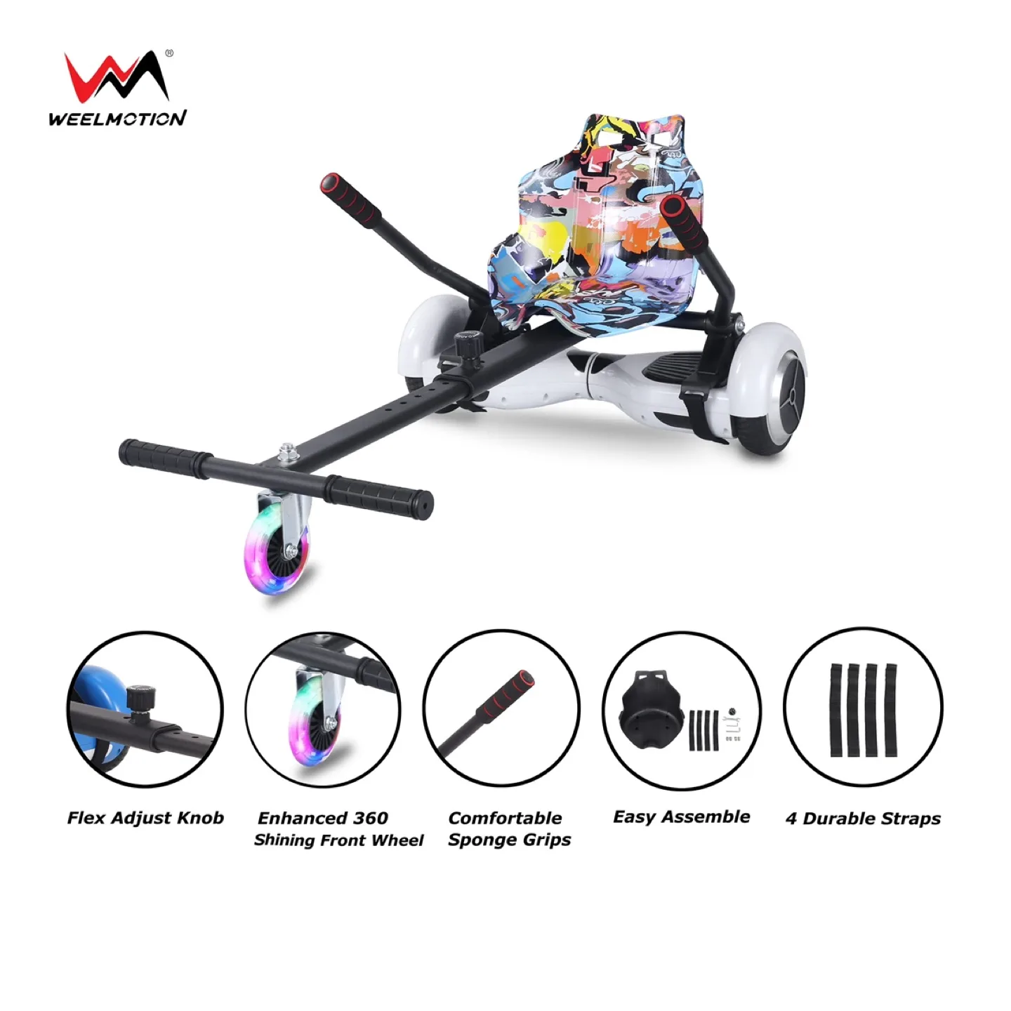 WEELMOTION Go Kart Seat Attachment w Shining Wheel - Adjustable image indicator(2)