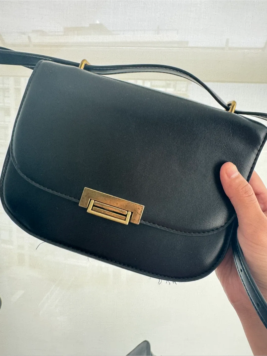 Asos Black Shoulder Bag long strap thumbnail