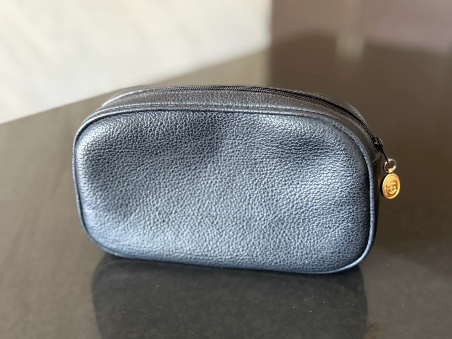 Gucci Black Leather Cosmetic Pouch thumbnail