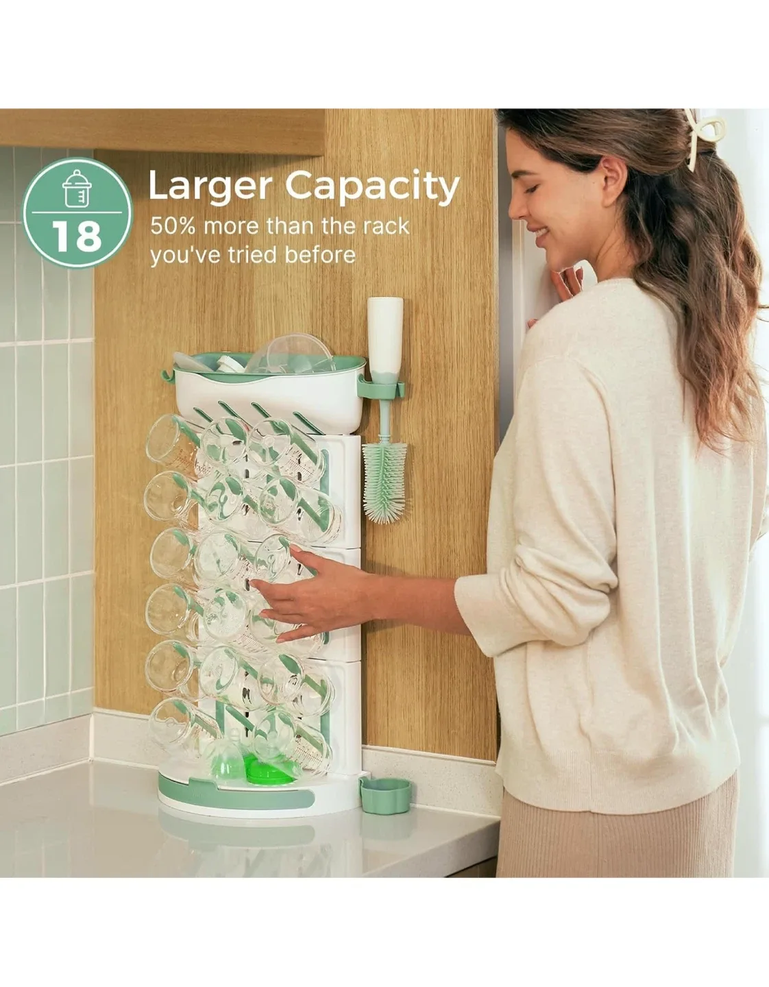 Momcozy Bottle Drying Rack - Holds 18 Bottles! image indicator(3)