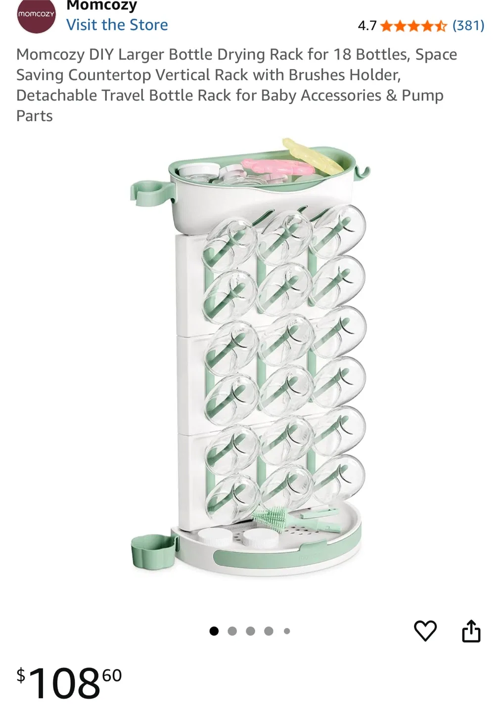 Momcozy Bottle Drying Rack - Holds 18 Bottles! thumbnail