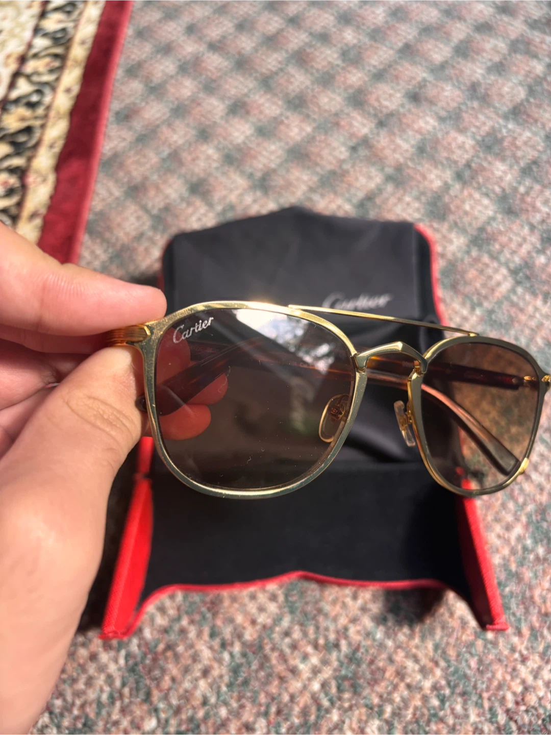 Cartier CT0012S Sunglasses, Gold/Tortoise, Size 145 - photo 2