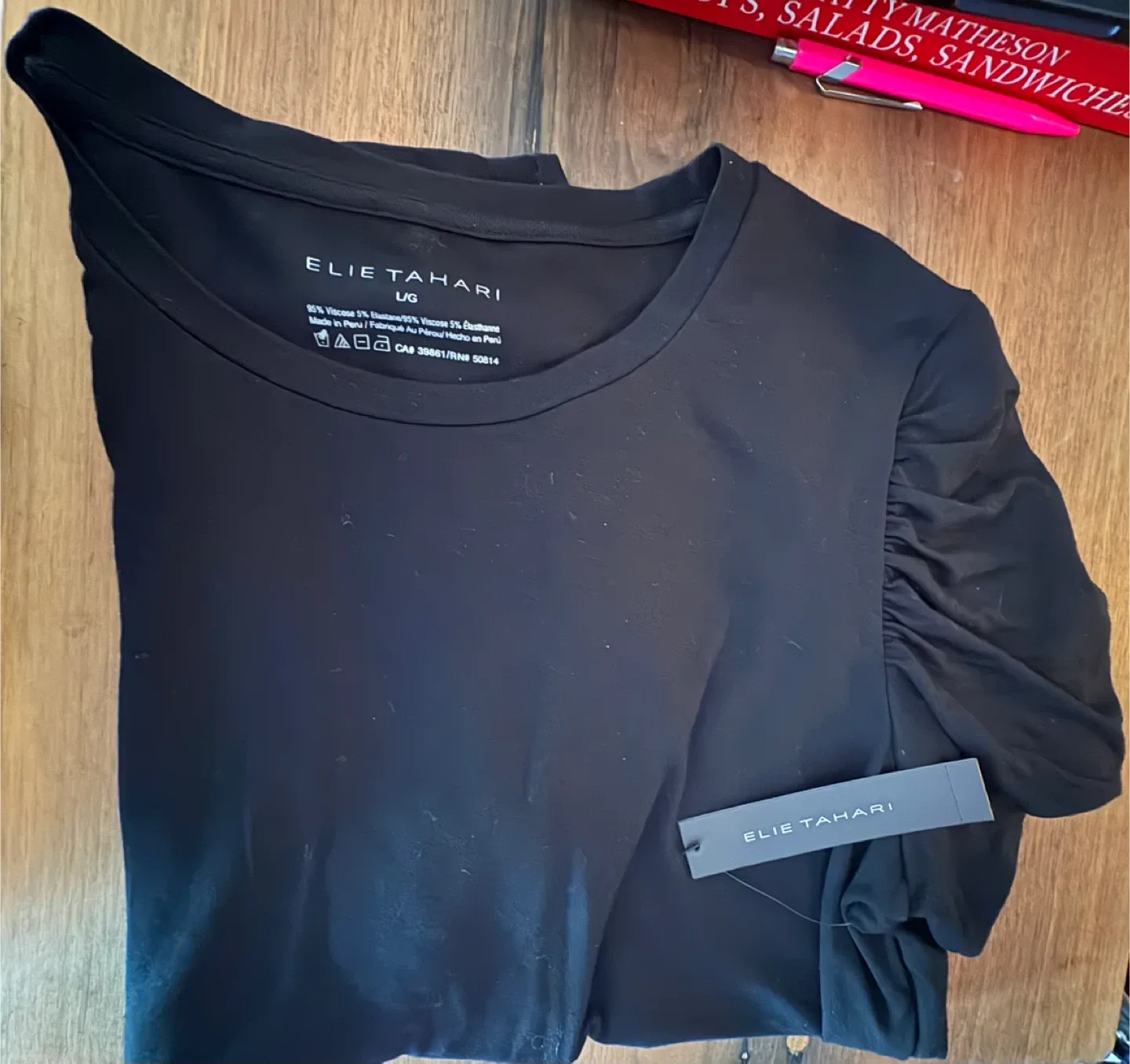 NWT Tahari Black T-shirt - Large thumbnail