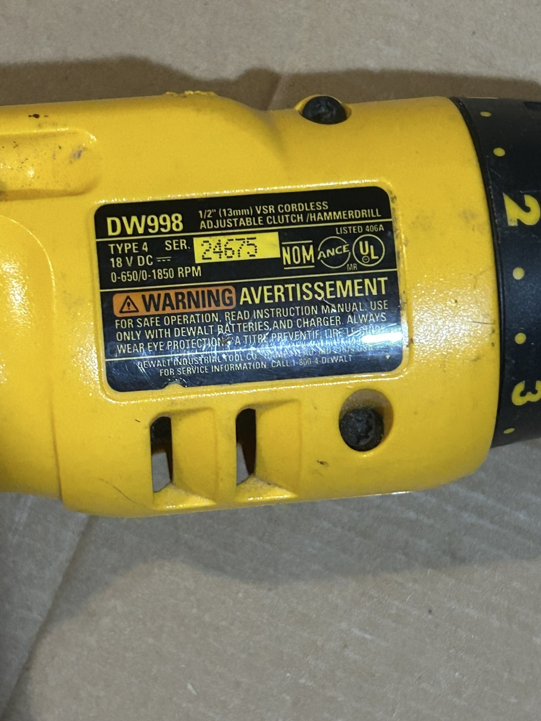 DeWalt DW998 1/2" Cordless Hammer drill - photo 3