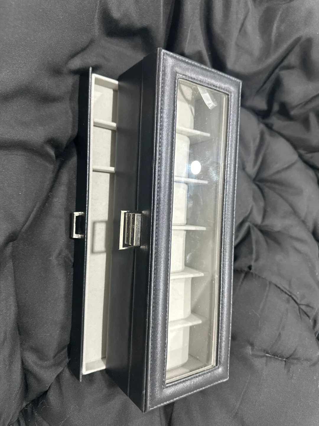 Black Leather Watch Display Case