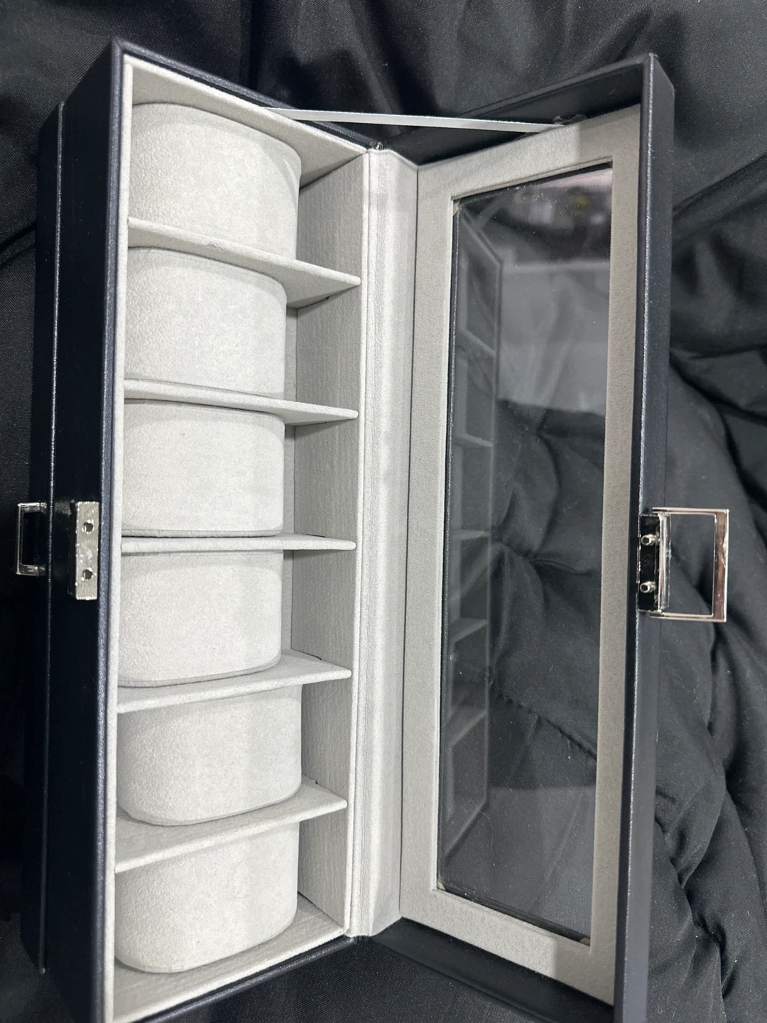 Black Leather Watch Display Case - photo 2
