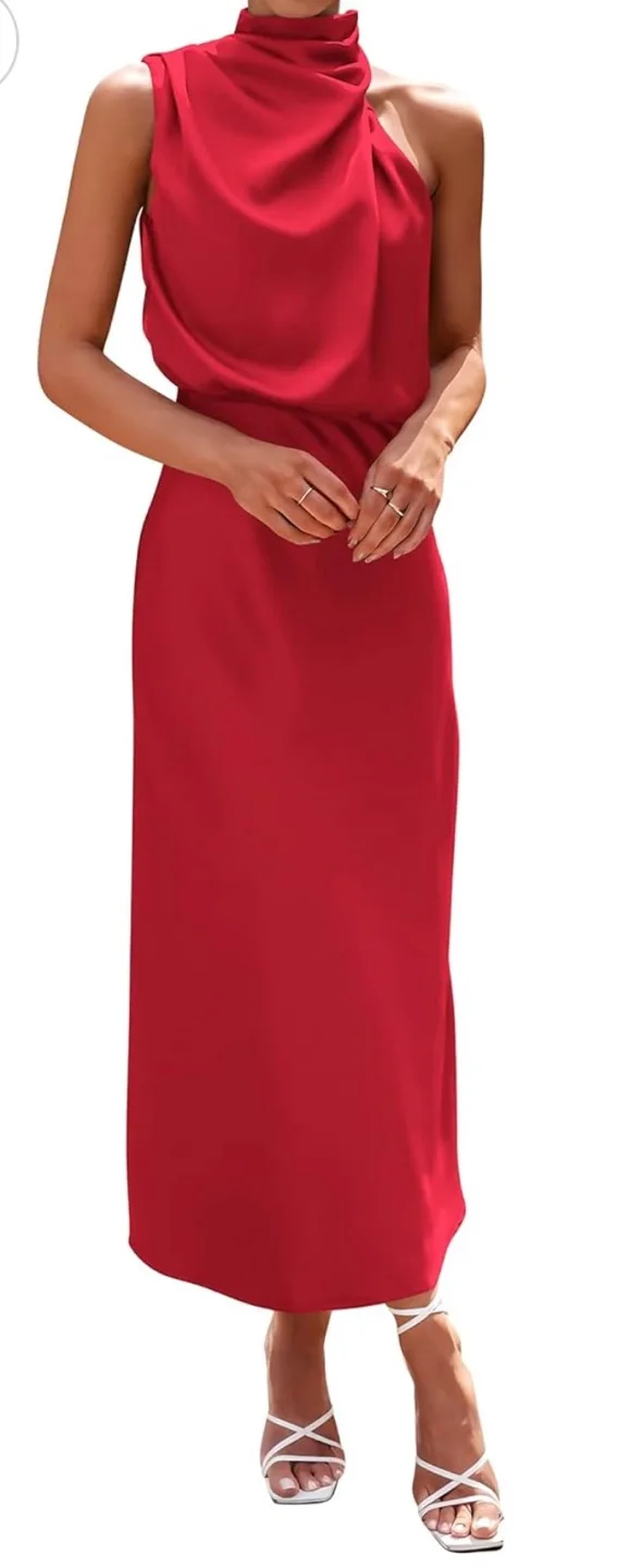 Pretty garden Red Halter Mede Dress medium size image indicator(5)