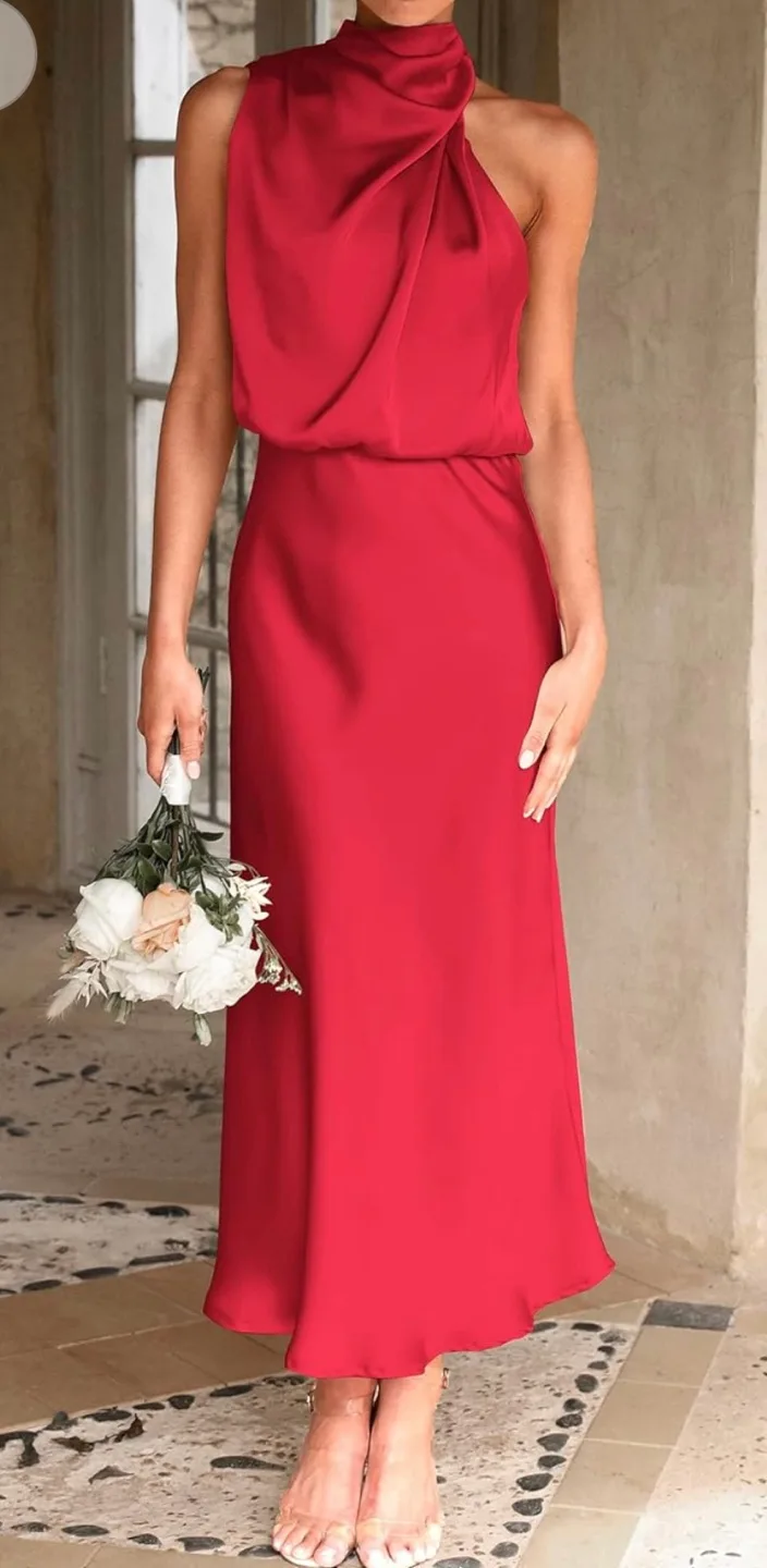 Pretty garden Red Halter Mede Dress medium size image indicator(7)