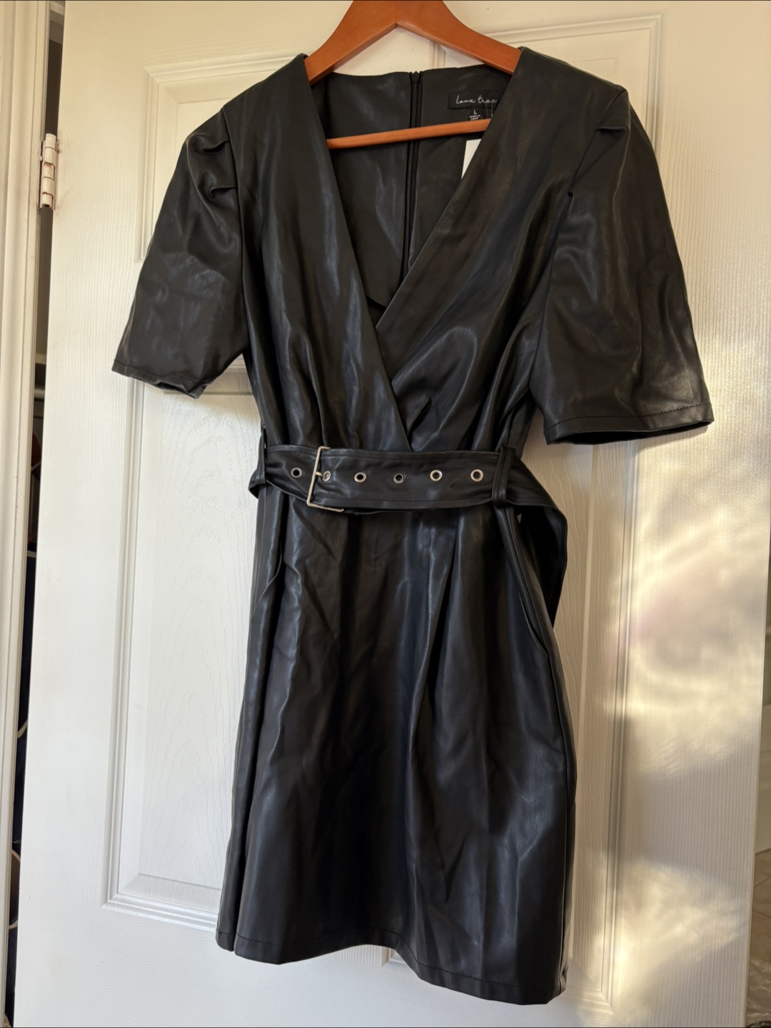 Love Tree Black Faux Leather Dress - Size L - photo 4