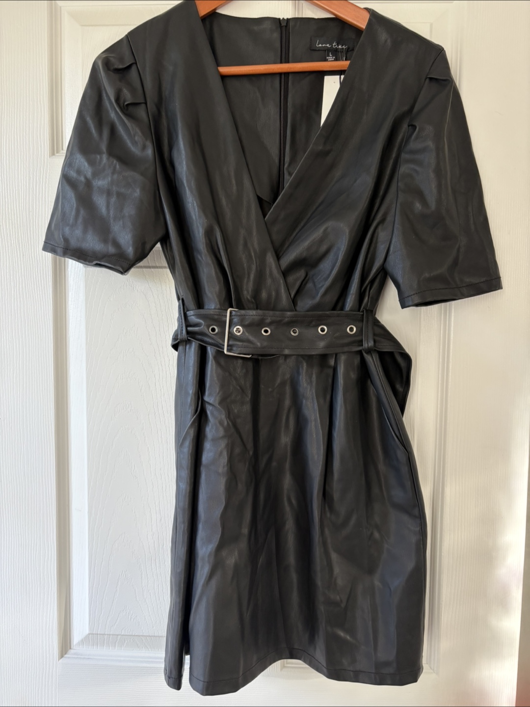 Love Tree Black Faux Leather Dress - Size L