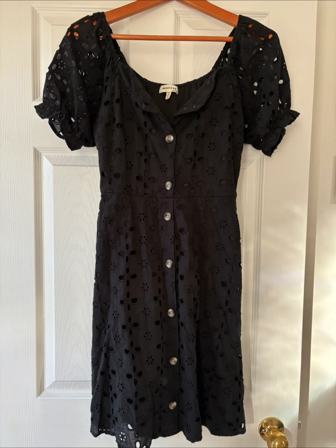 Monteau Black Eyelet Dress, Size S thumbnail