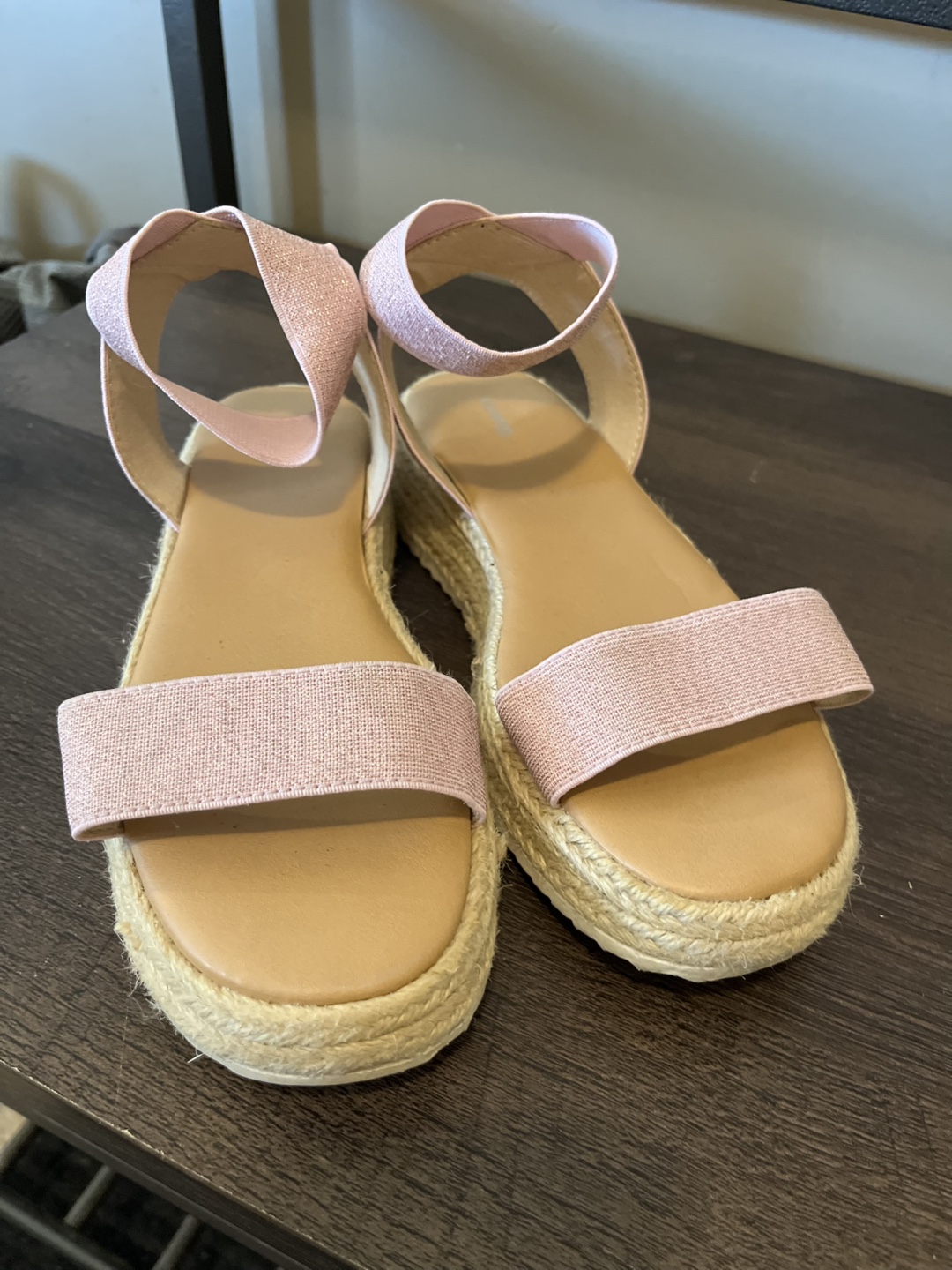 Pink Platform Espadrille Sandals, Size 1🏆