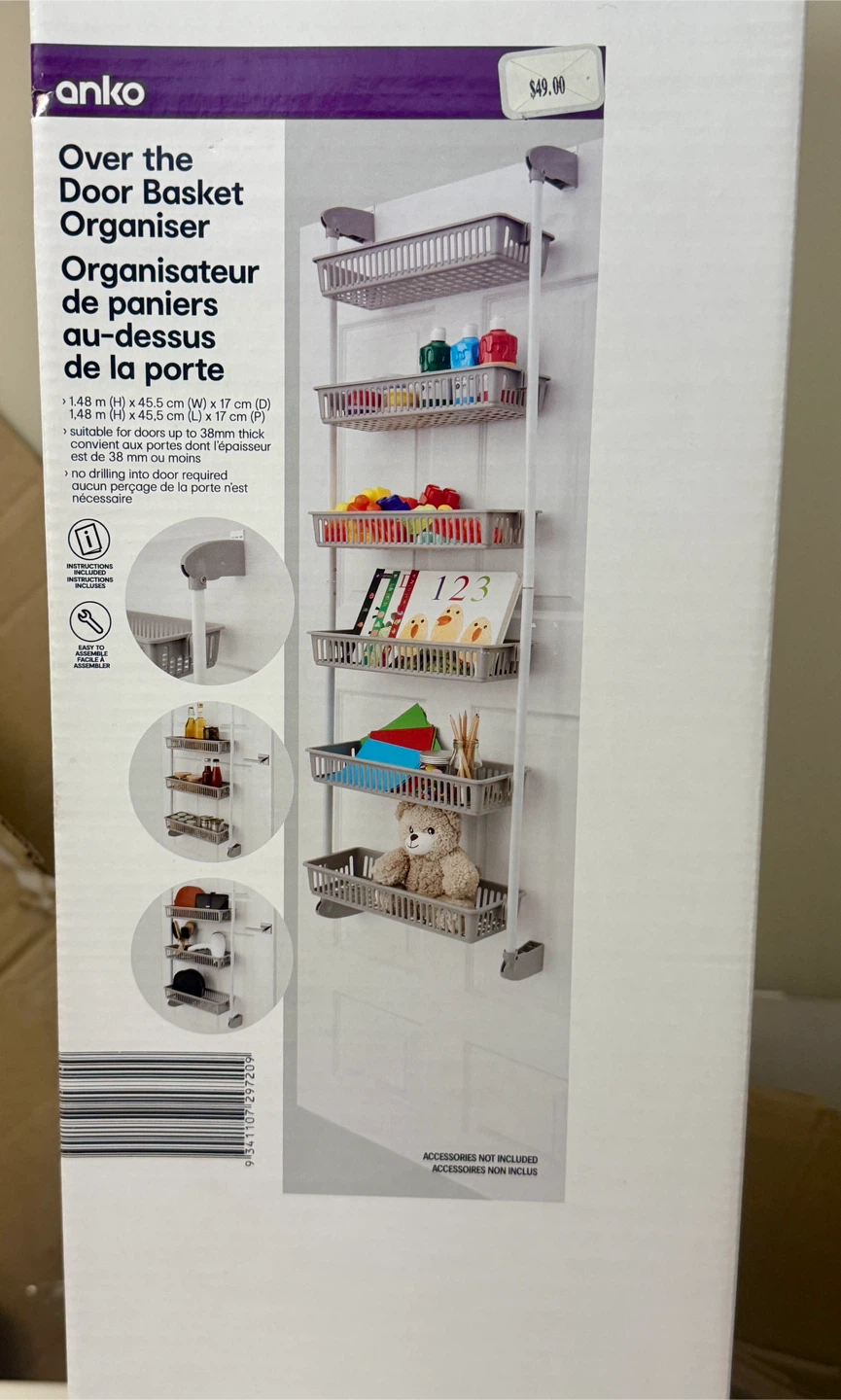 Over the door basket organizer