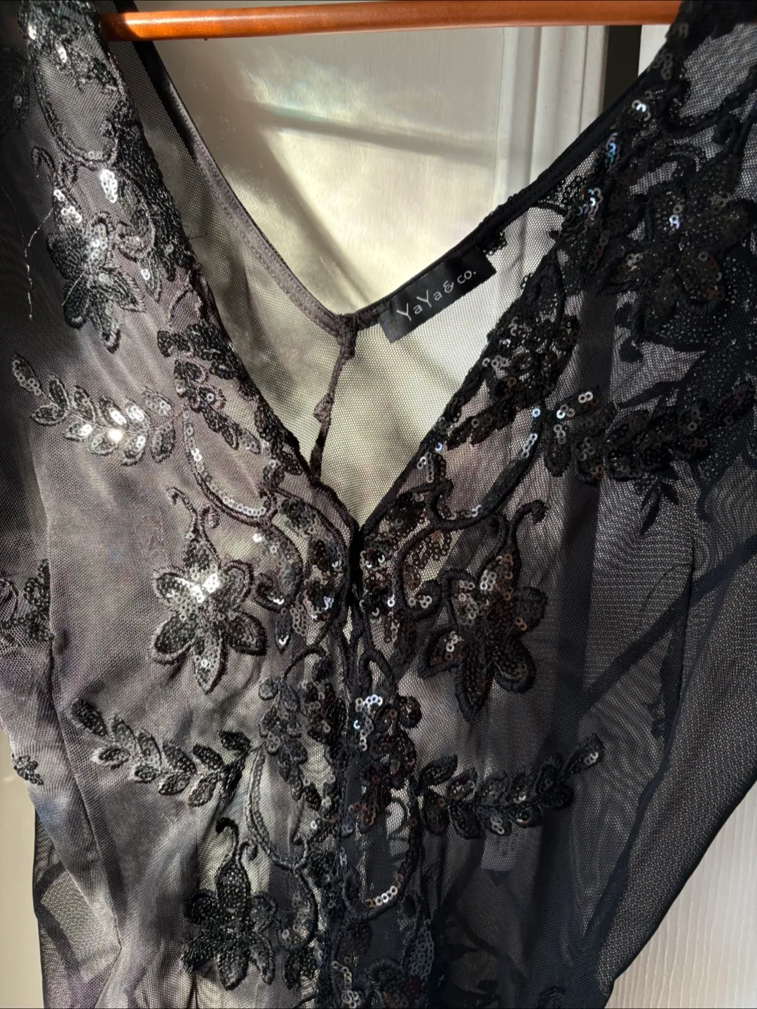 Yaya & Co. Black Floral Lace Bodysuit image indicator(2)