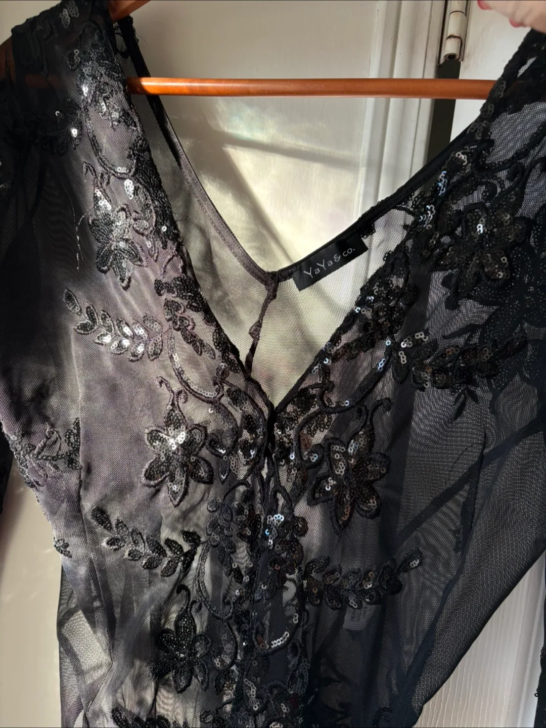 Yaya & Co. Black Floral Lace Bodysuit image indicator(3)