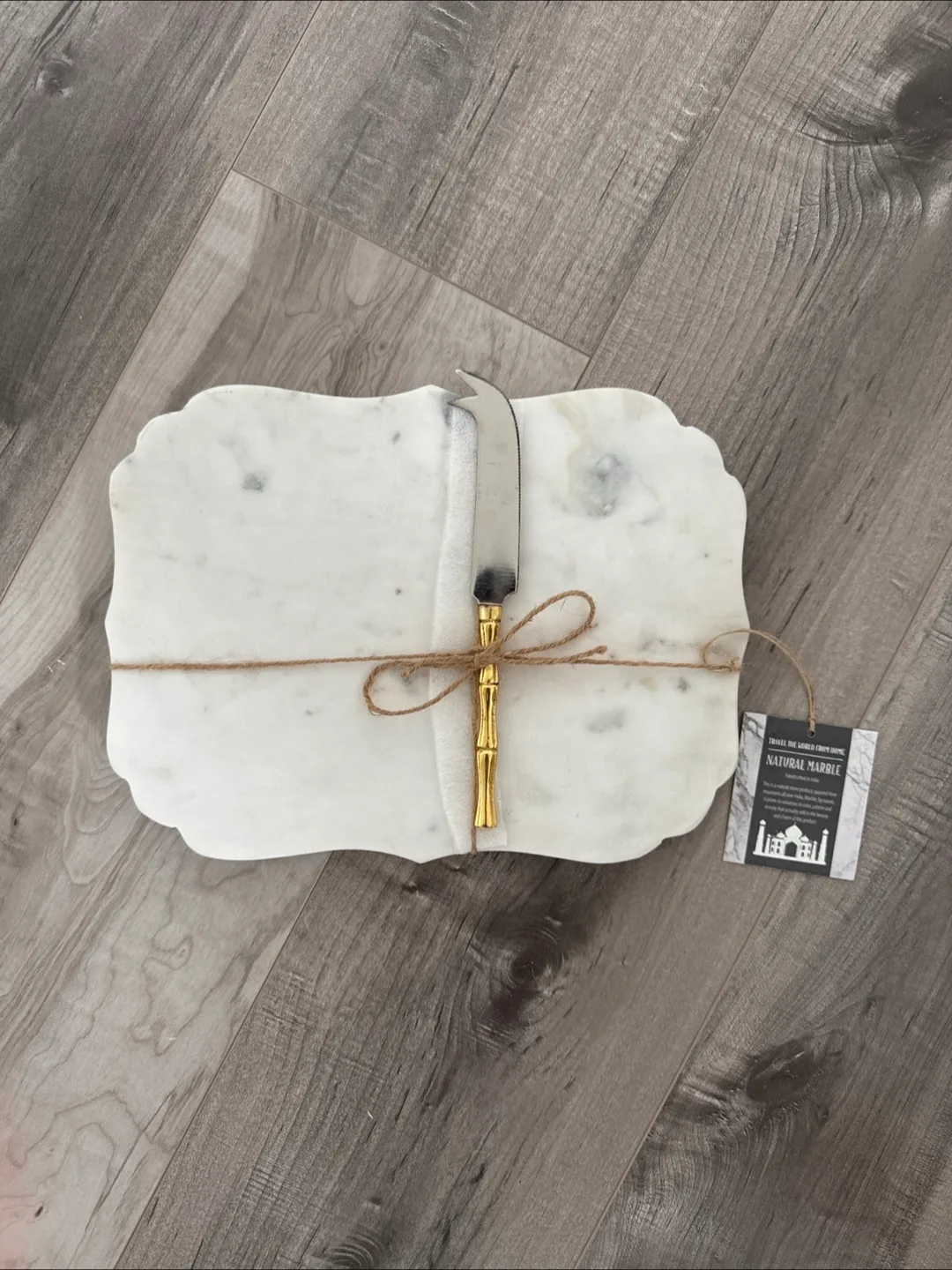 Natural Marble Cheese Board with Knife thumbnail