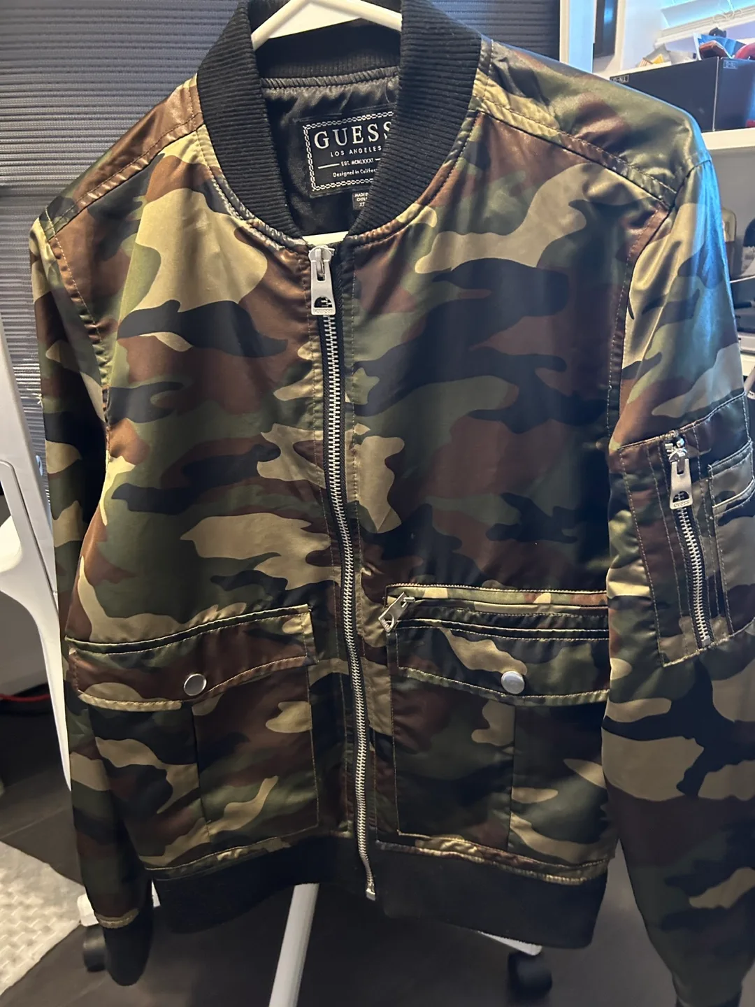 Guess Camo Bomber Jacket - Size XS thumbnail