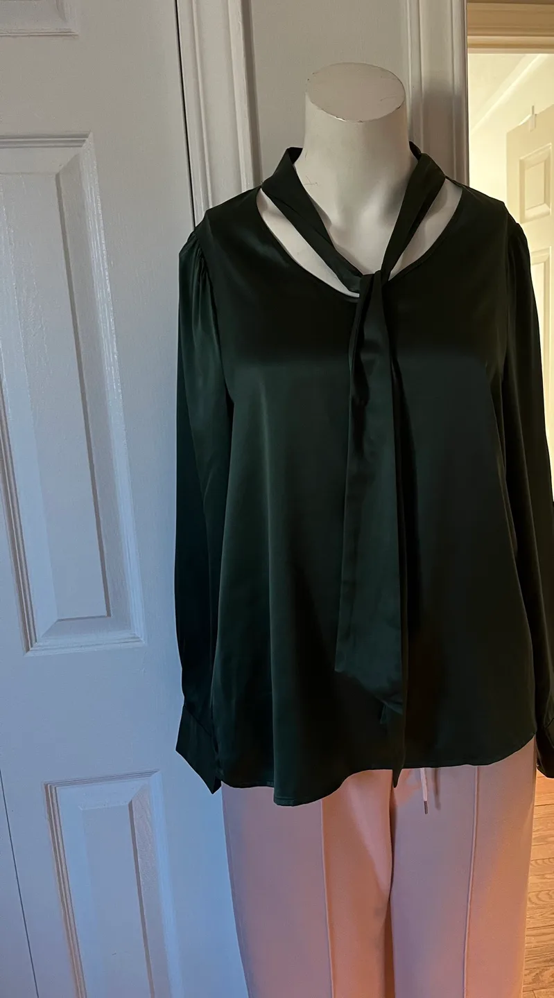 Grace Karin Women's Green Tie-Neck Blouse - Size S image indicator(6)