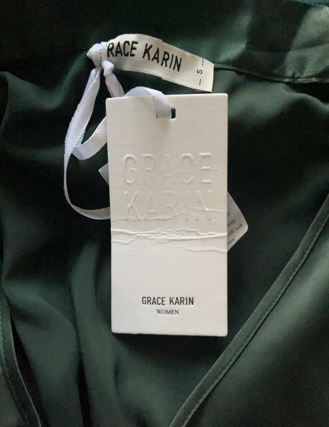 Grace Karin Women's Green Tie-Neck Blouse - Size S thumbnail