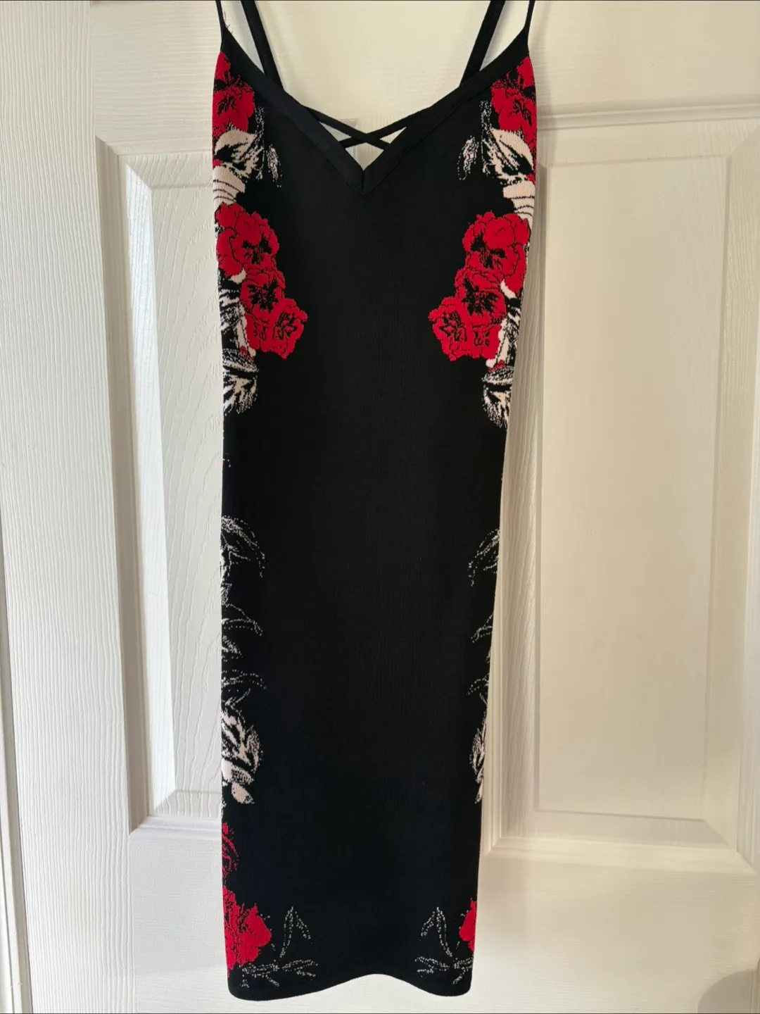 Guess Black & Red Floral Dress thumbnail