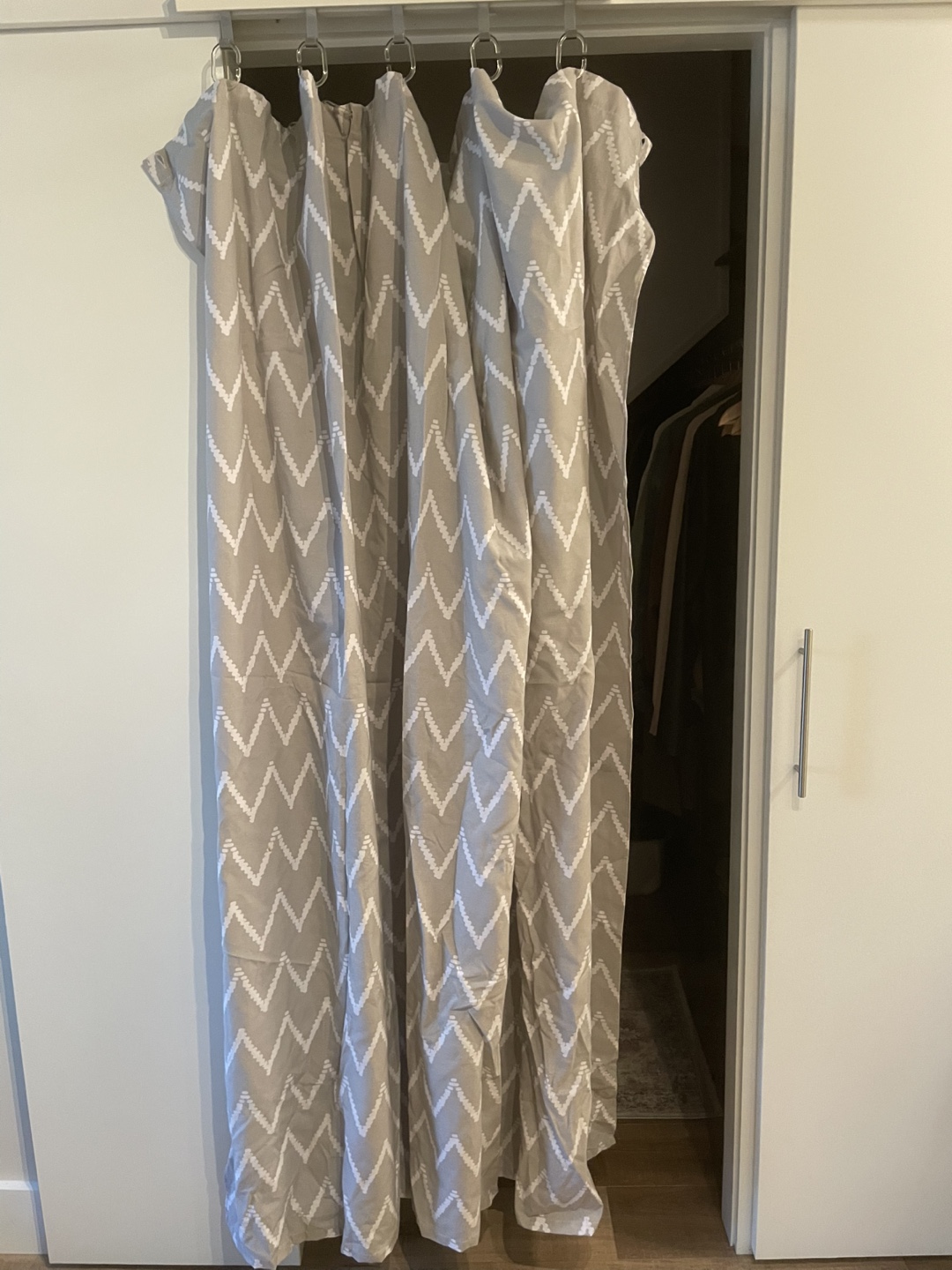 Grey & White Patterned Shower Curtain