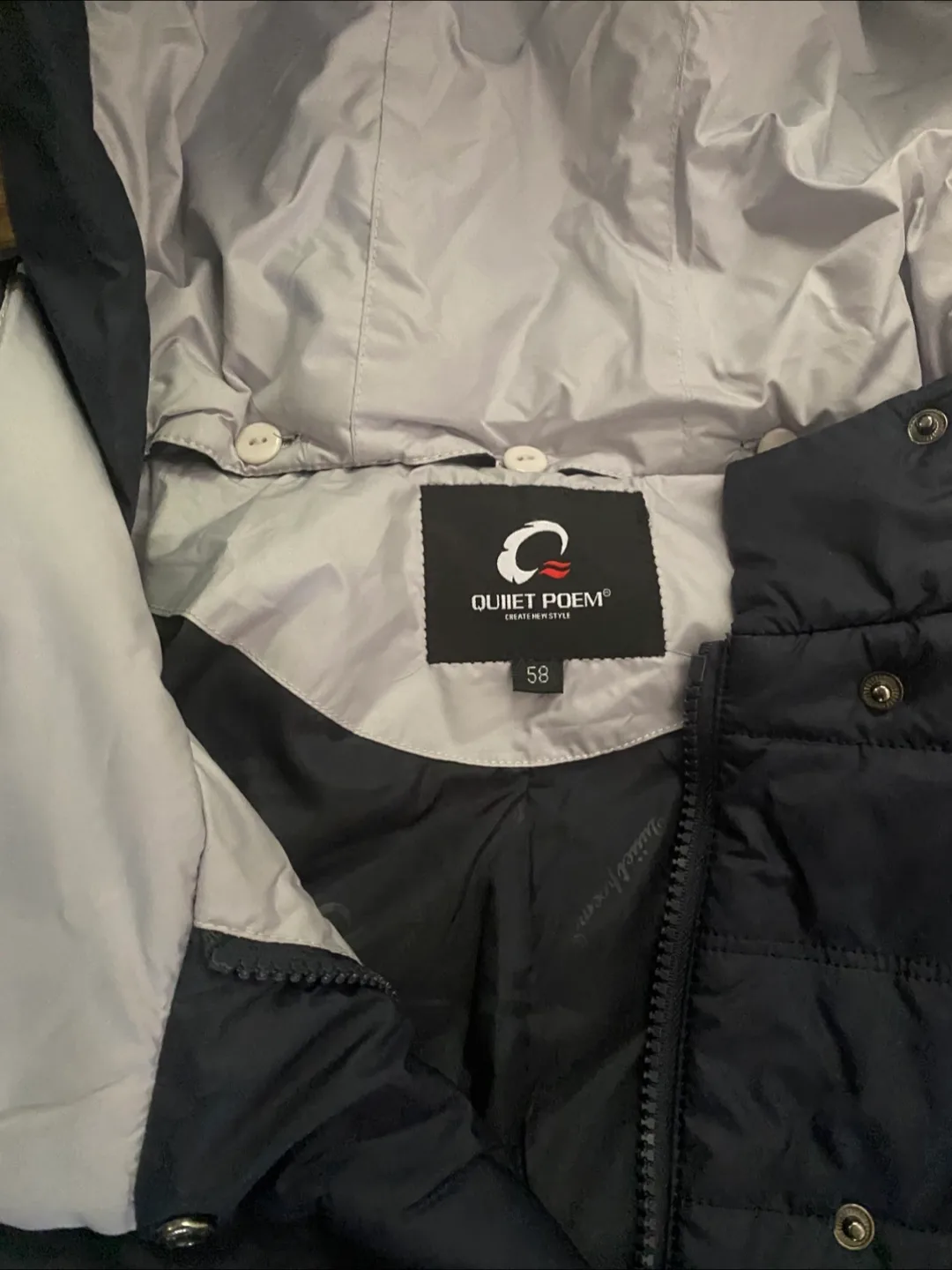 Quiet Poem Navy Blue Puffer Coat - Size 58 image indicator(3)