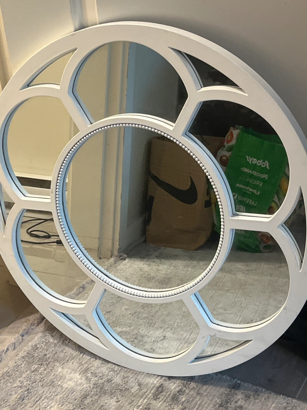 White Oval Decorative Wall Mirror