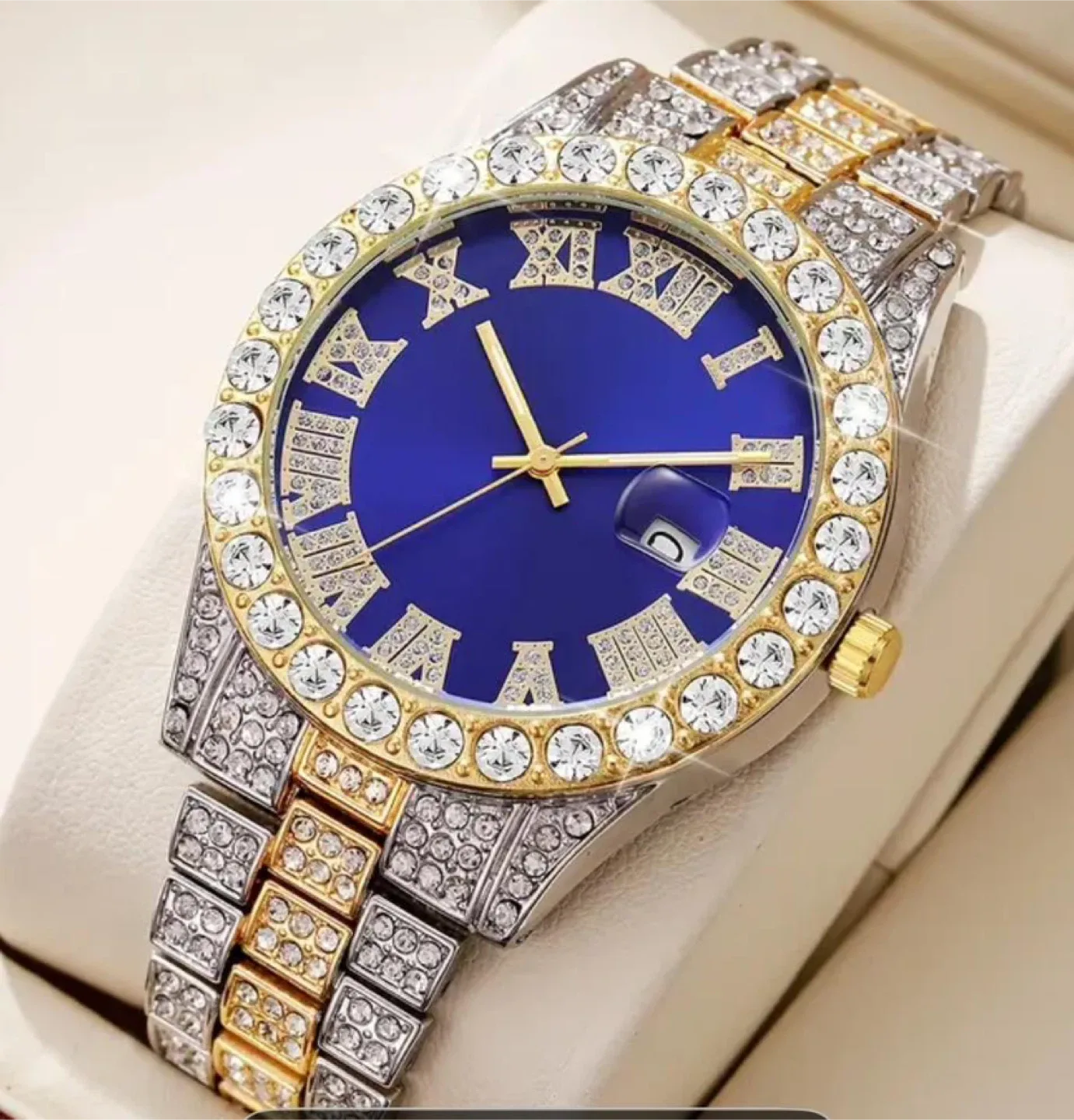 Bling Wristwatch - Blue & Golden thumbnail