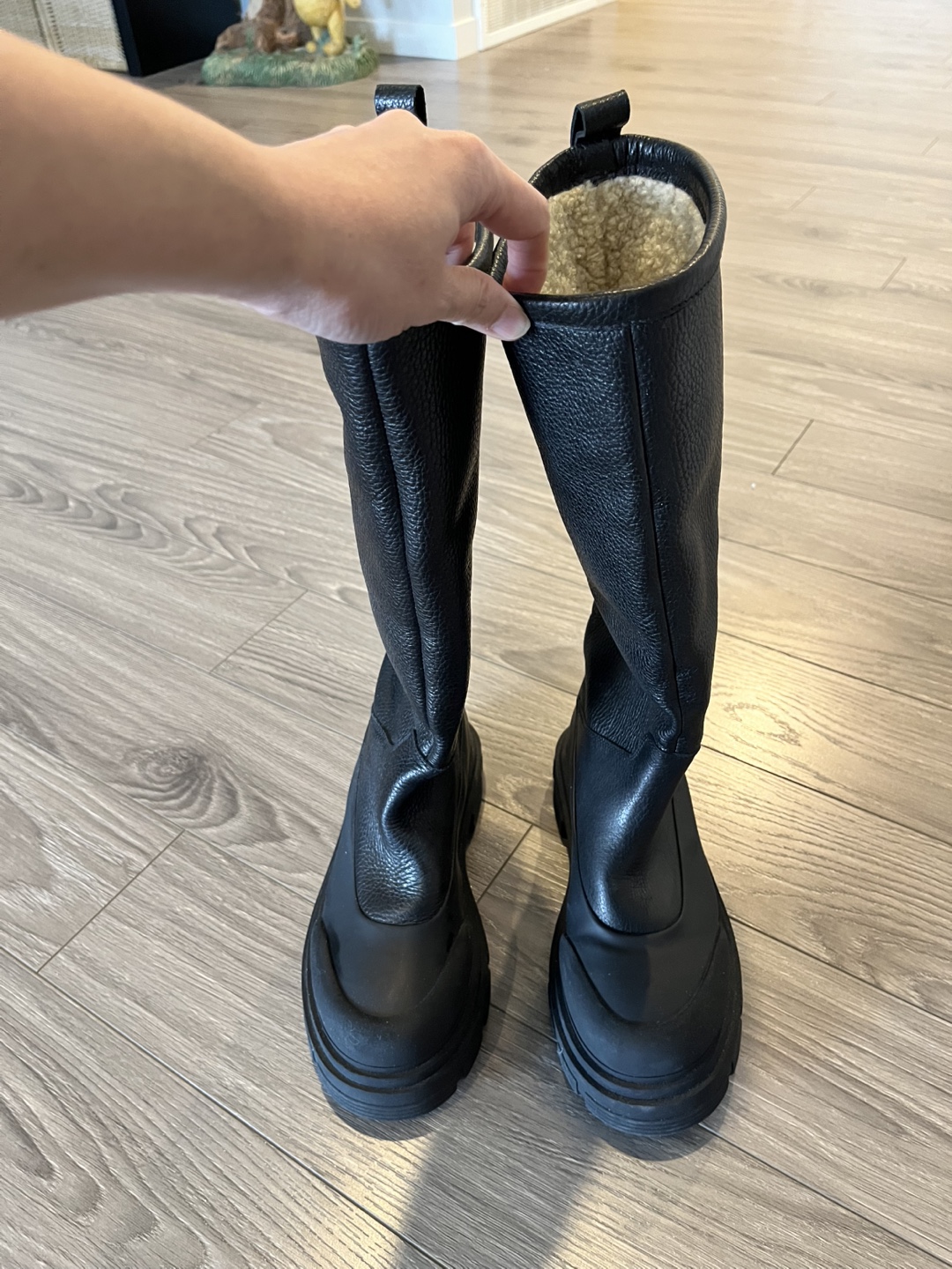 New : Zara Black Knee-High Leather Boots size 7 - photo 2