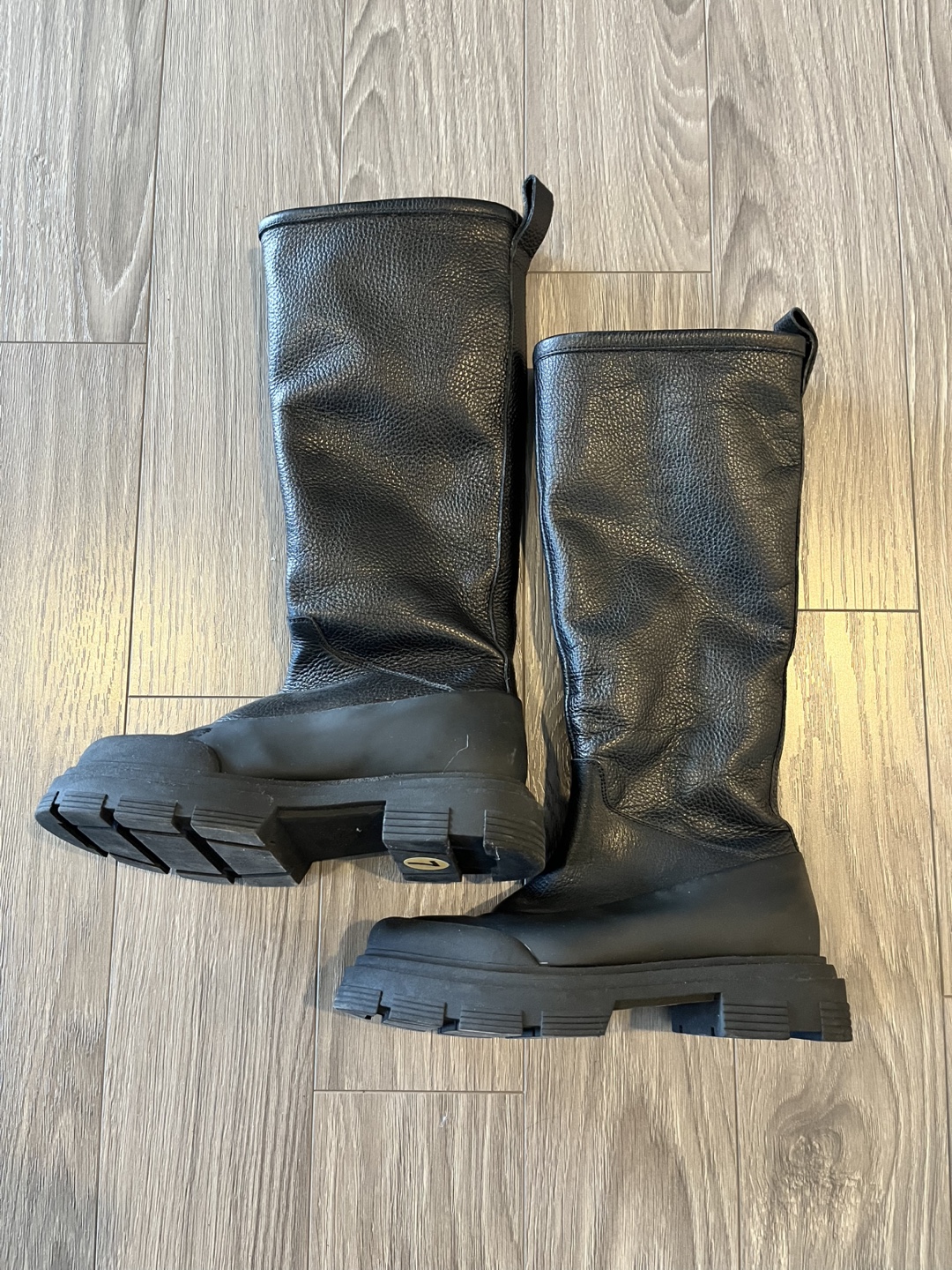New : Zara Black Knee-High Leather Boots size 7