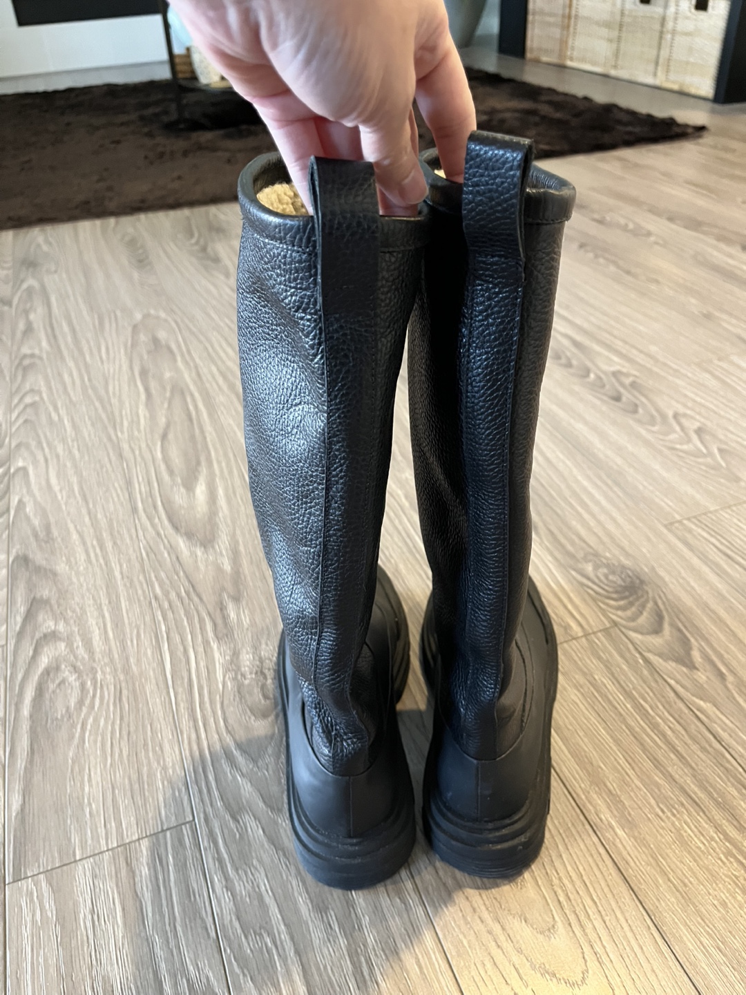 New : Zara Black Knee-High Leather Boots size 7 - photo 3