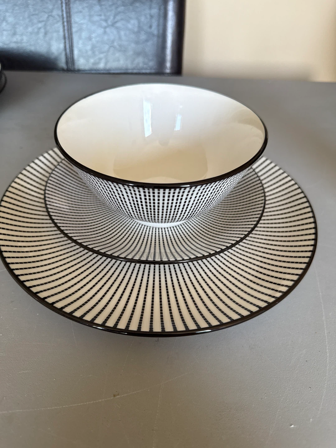 Striped Plate and Bowl Set
