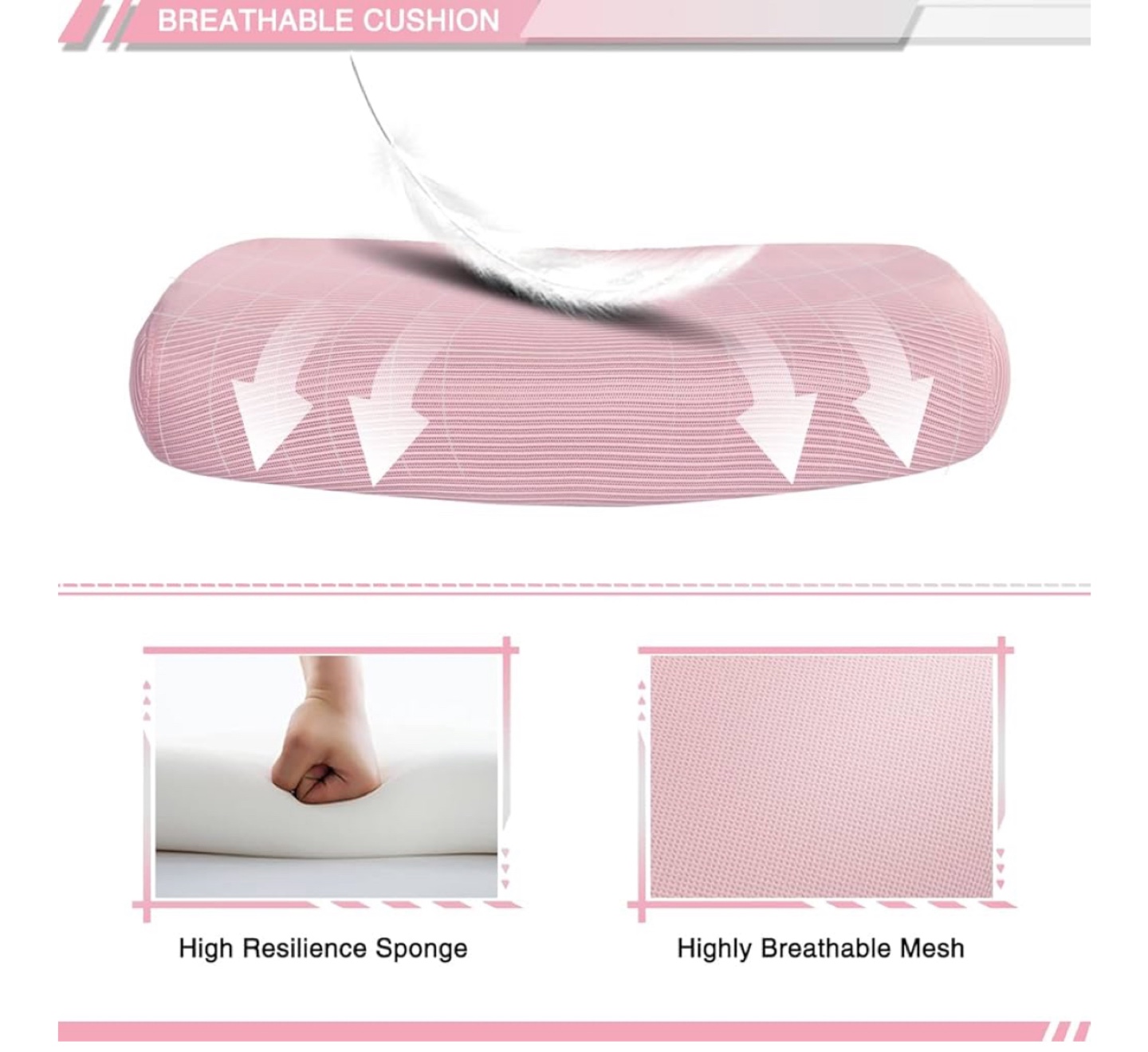 Pink Ergonomic Office Chair with Footrest - photo 5