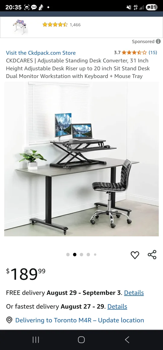 Black Adjustable Standing Desk image indicator(7)