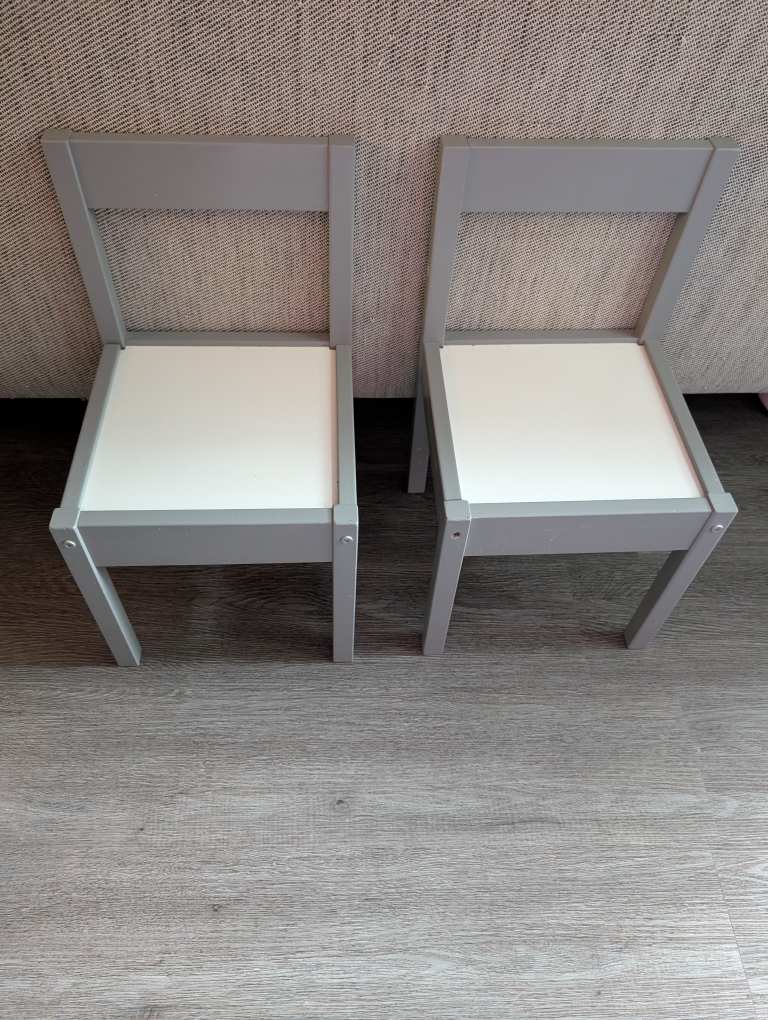 Pair of Children's Grey and White Chairs