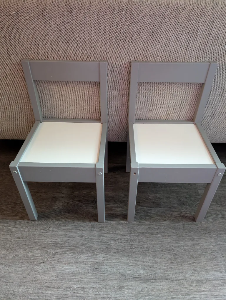 Pair of Children's Grey and White Chairs image indicator(4)