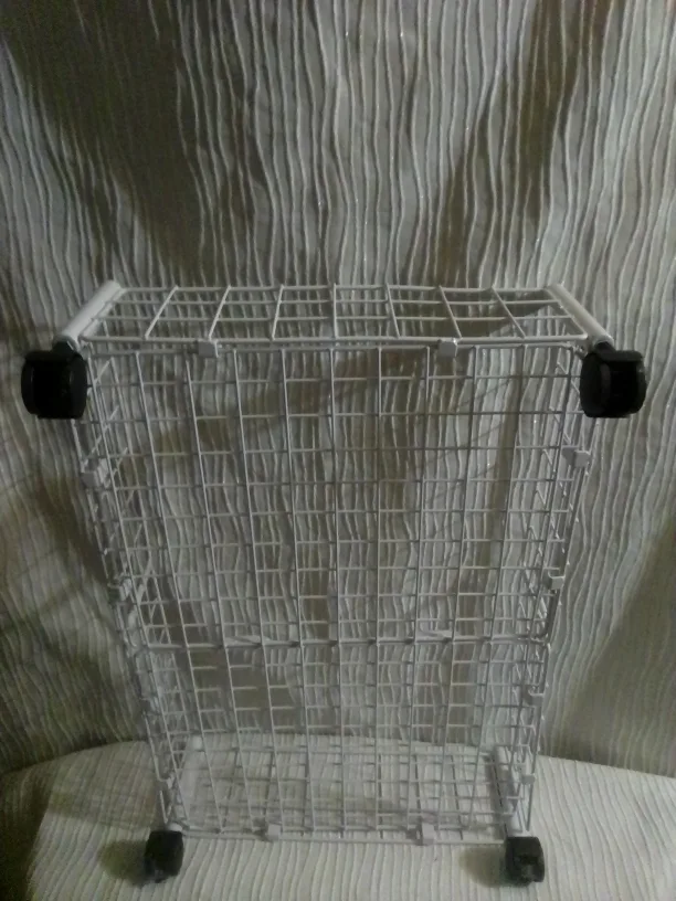 White Rolling Wire Basket Cart image indicator(2)