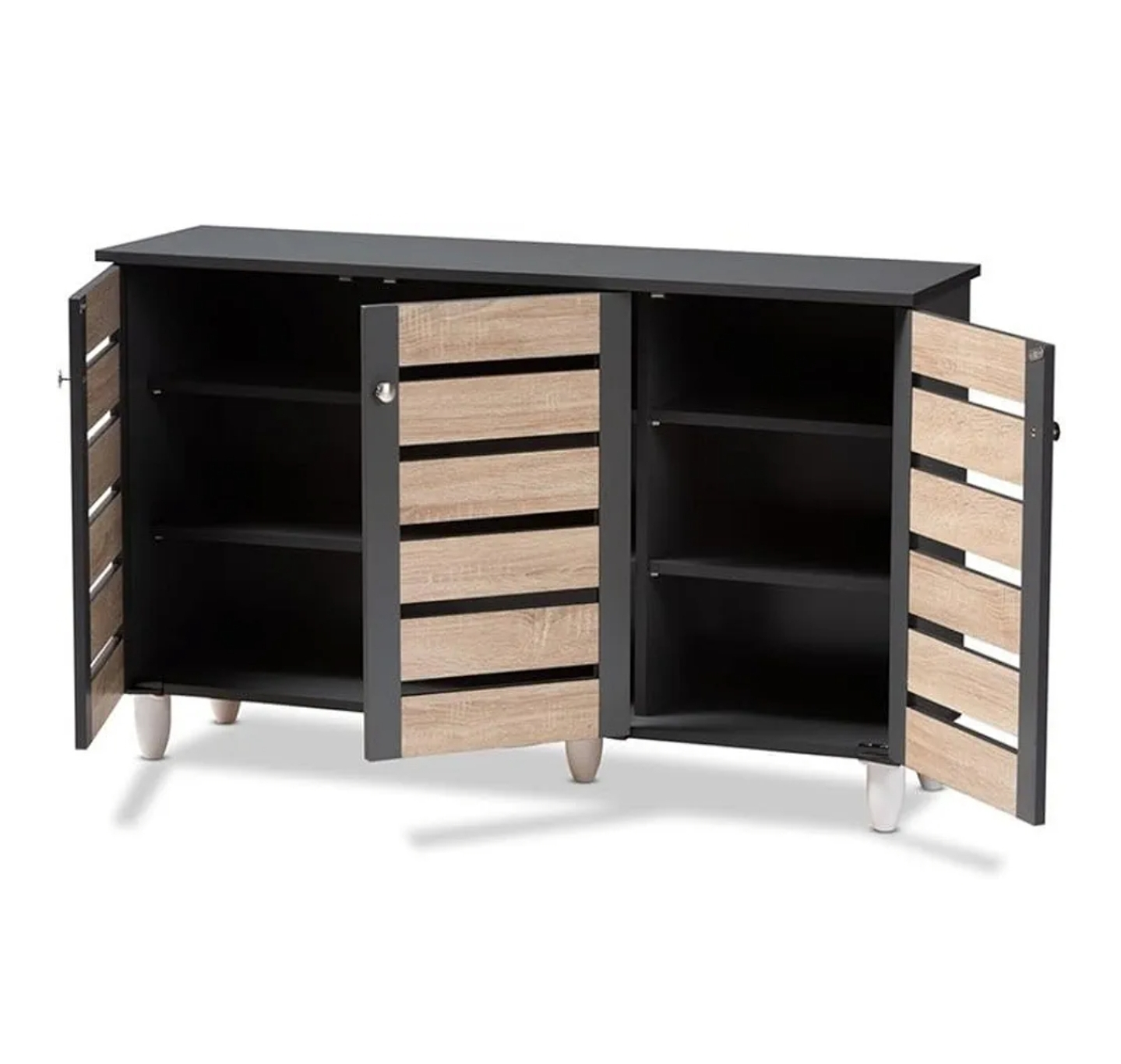 Grey & Wood 3-Door Accent Shoe Cabinet - photo 4