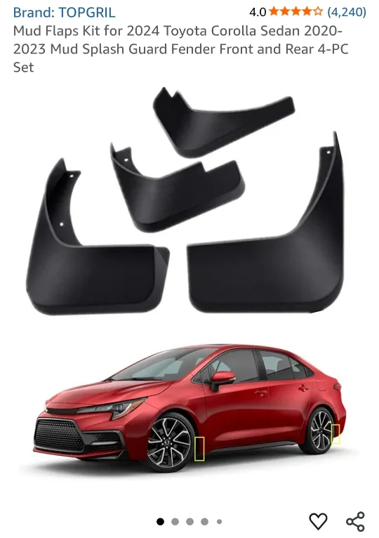 TOPGRIL Mud Flaps Kit for Toyota Corolla Sedan thumbnail