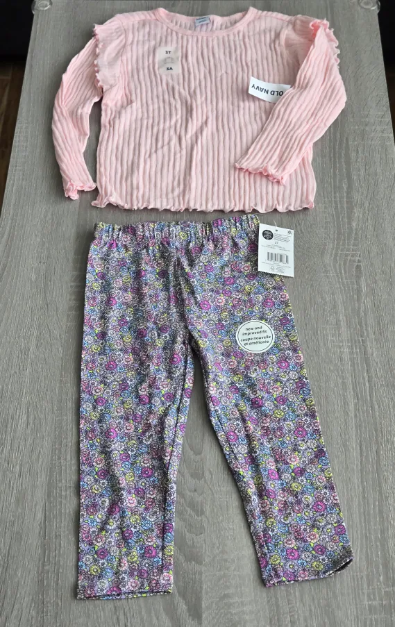 Old Navy Girl's 3T Shirt & George Floral Pants thumbnail