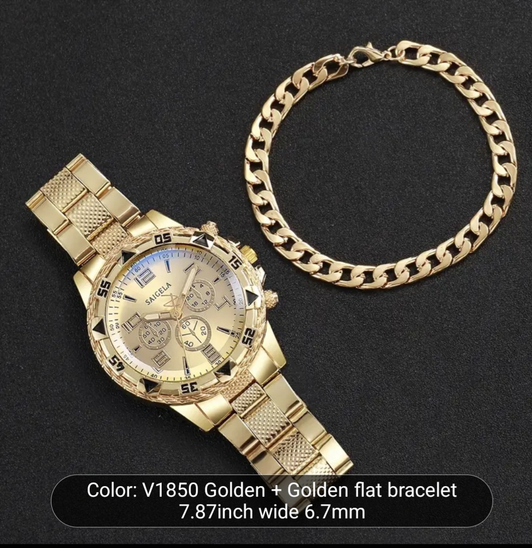 SAIGELA V1850 Golden Watch + Bracelet Set - photo 2