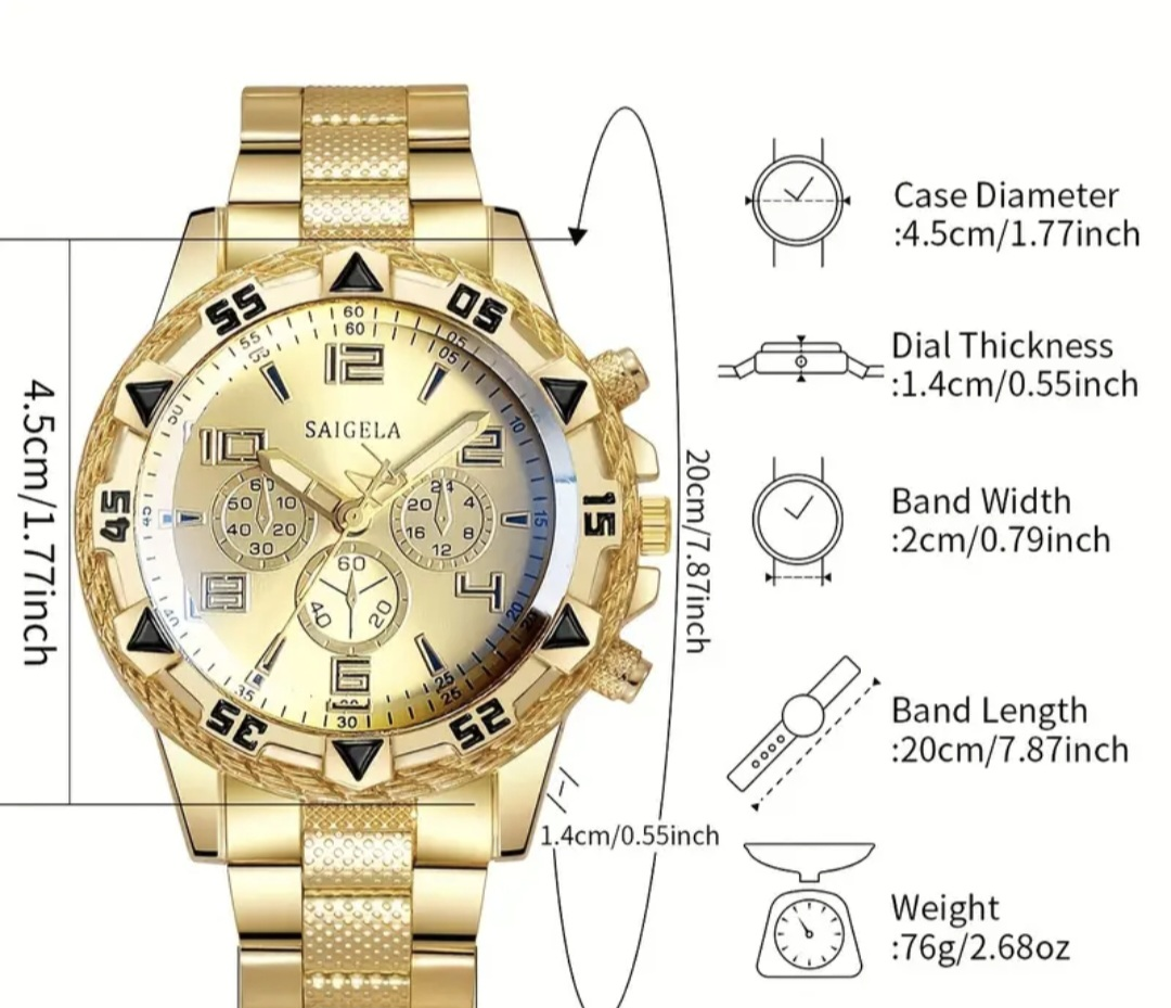 SAIGELA V1850 Golden Watch + Bracelet Set - photo 3