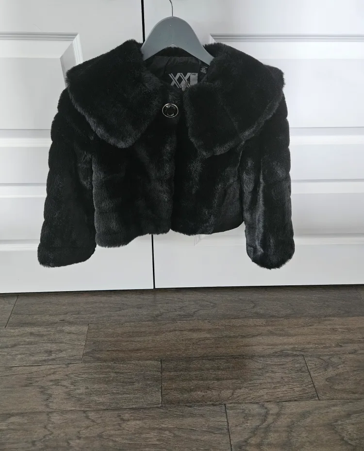 Black Faux Fur Cropped Jacket thumbnail