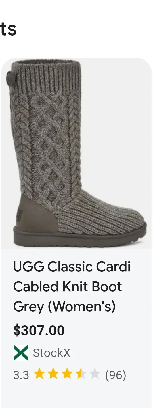 UGG Classic Cardy Cabled Knit Boots - Grey thumbnail