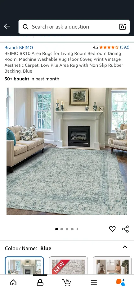BEIMO 8x10 Area Rug - Blue thumbnail