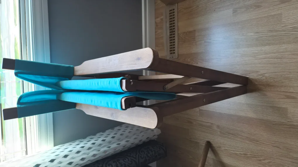 Folding Directors Chairs - Turquoise Canvas & Wood Frame image indicator(4)