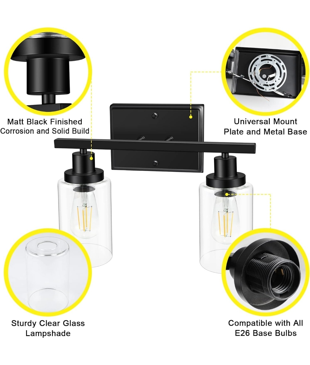 Black Bathroom Vanity Light Fixture 🧡 - photo 3